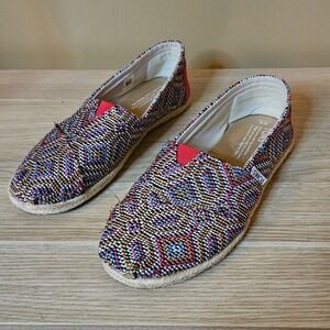Toms Woven Multicolor Slip On Loafer Flats Size 8